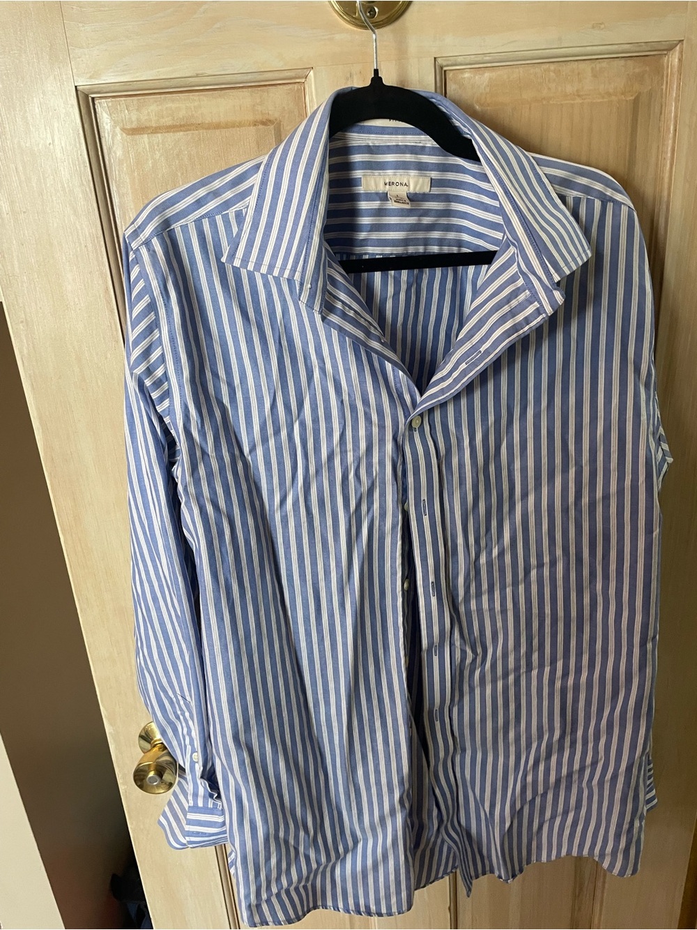 Merona Blue and White Vertical Stripe Button-Down Shirt